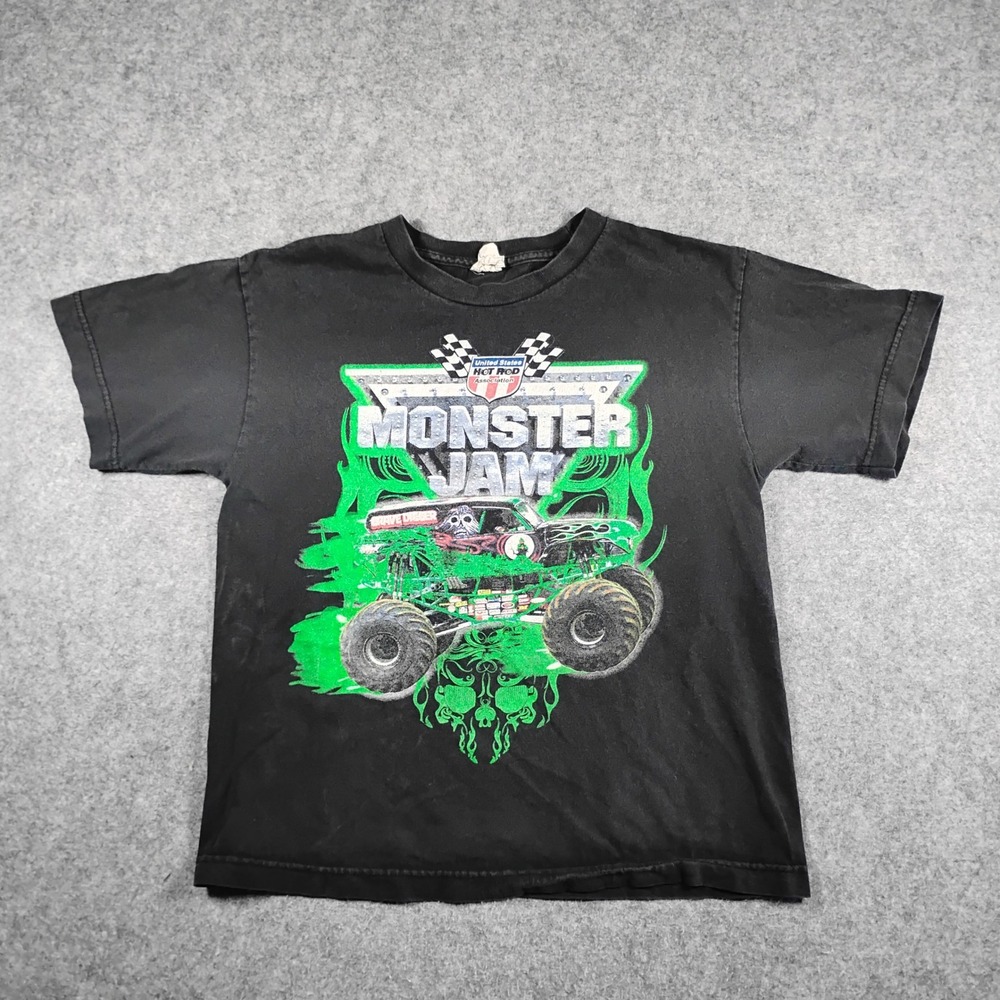 Monster Jam Grave Digger 2013 Tour Shirt Kids Black Graphic Tee Alstyle L